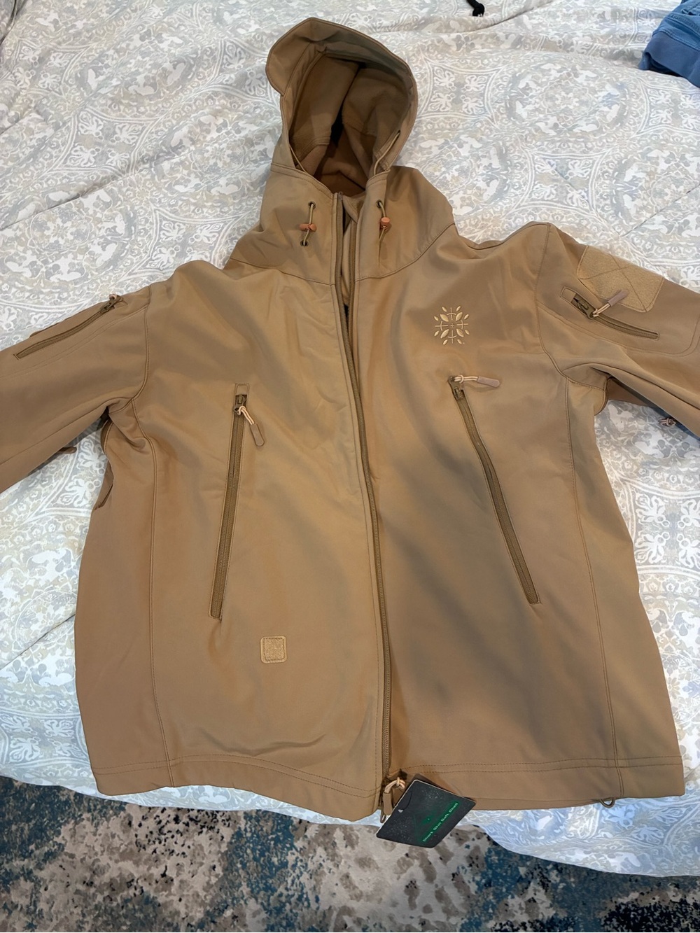 Women’s Tan Softshell Hooded Jacket - tactica defense conceal carry jacket